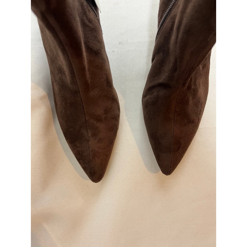 A New Day Womens Faux Suede Pointed Toe Kitten Heel Tall Dress Boots Brown 7.5 - Picture 2 of 7